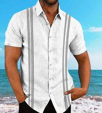 European And American Hawaiian Casual Floral Print Men's Lapel Shirt Short Sleeve