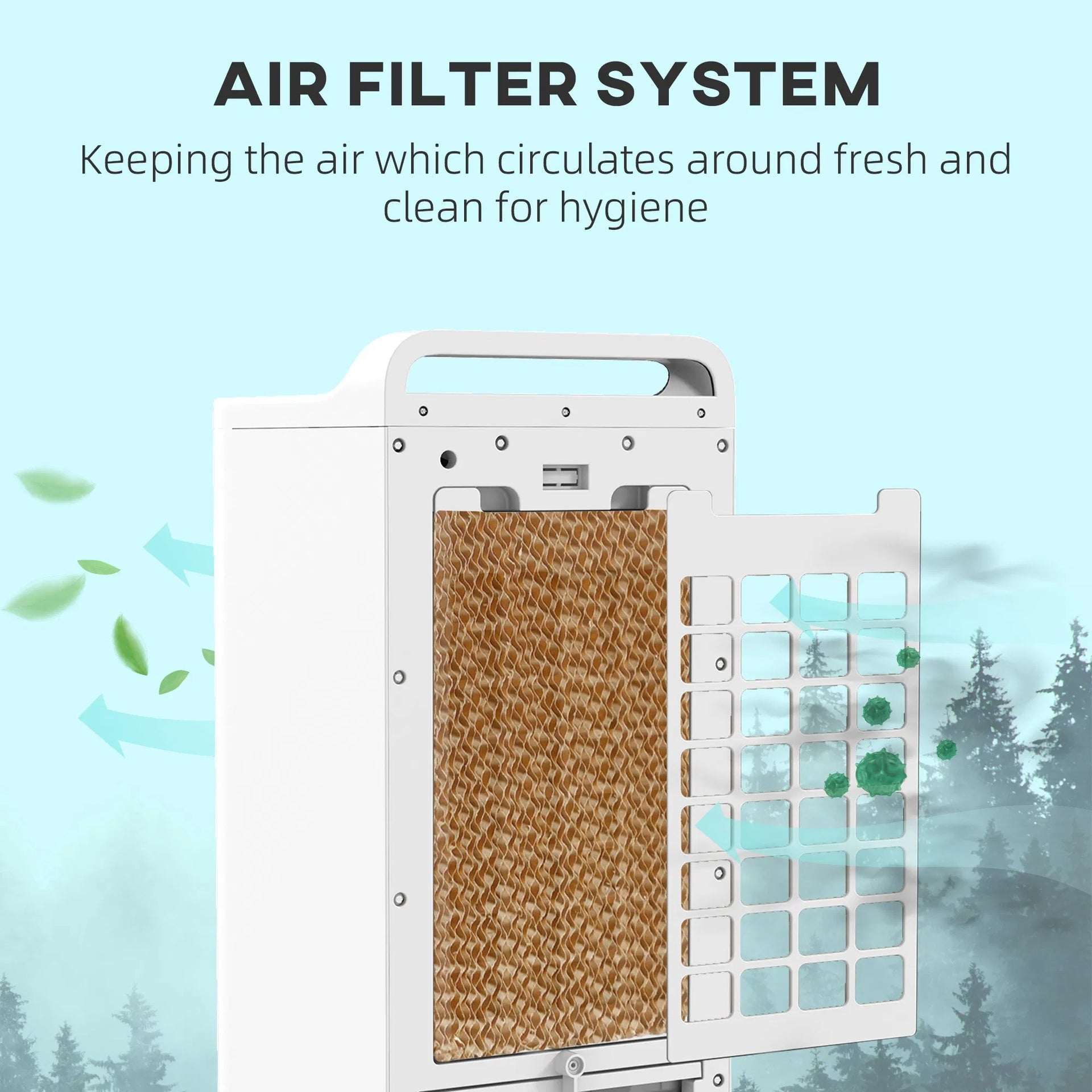 HOMCOM Evaporative Air Cooler With Ice Packs, 3-In-1 Ice Cooling Fan