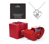 Red Apple Jewelry Box with Eternal Rose and Necklace