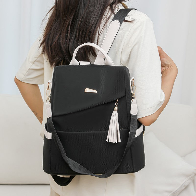 Oxford Cloth Stitching Women'S Backpack Anti-Thef.