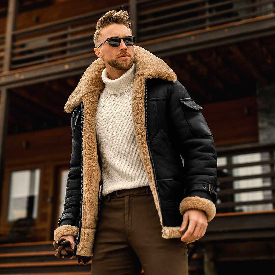 Winter Jacket Men's Military Fleece Warm Jackets Male Fur Collar Coats