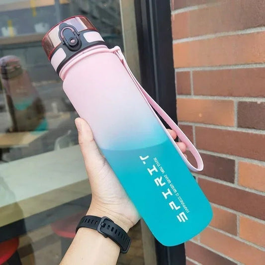 500ml/650ml/1000ml Sports Water Bottle Leak Proof Colorful Plastic Cup Drinking for Outdoor Travel Portable Gym Fitness Jugs - Chic Cart