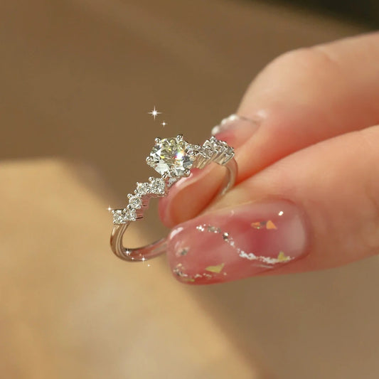 925 Sterling Silver Moissanite Ring AMI Cart