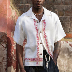 Lapel Button Short Sleeve Top Shirt