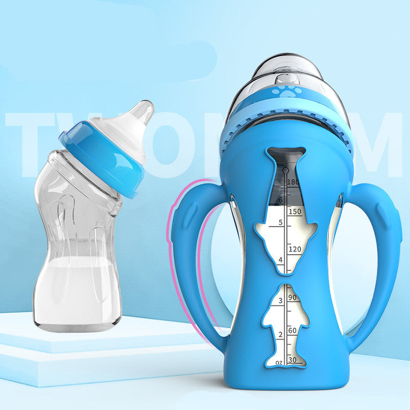 Glass Baby Bottle Straw Drop-resistant Water Drink Bottles for Baby