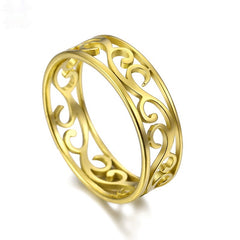 Vintage Filigree Stainless Steel Ring Hollow Elegant Gold Ring