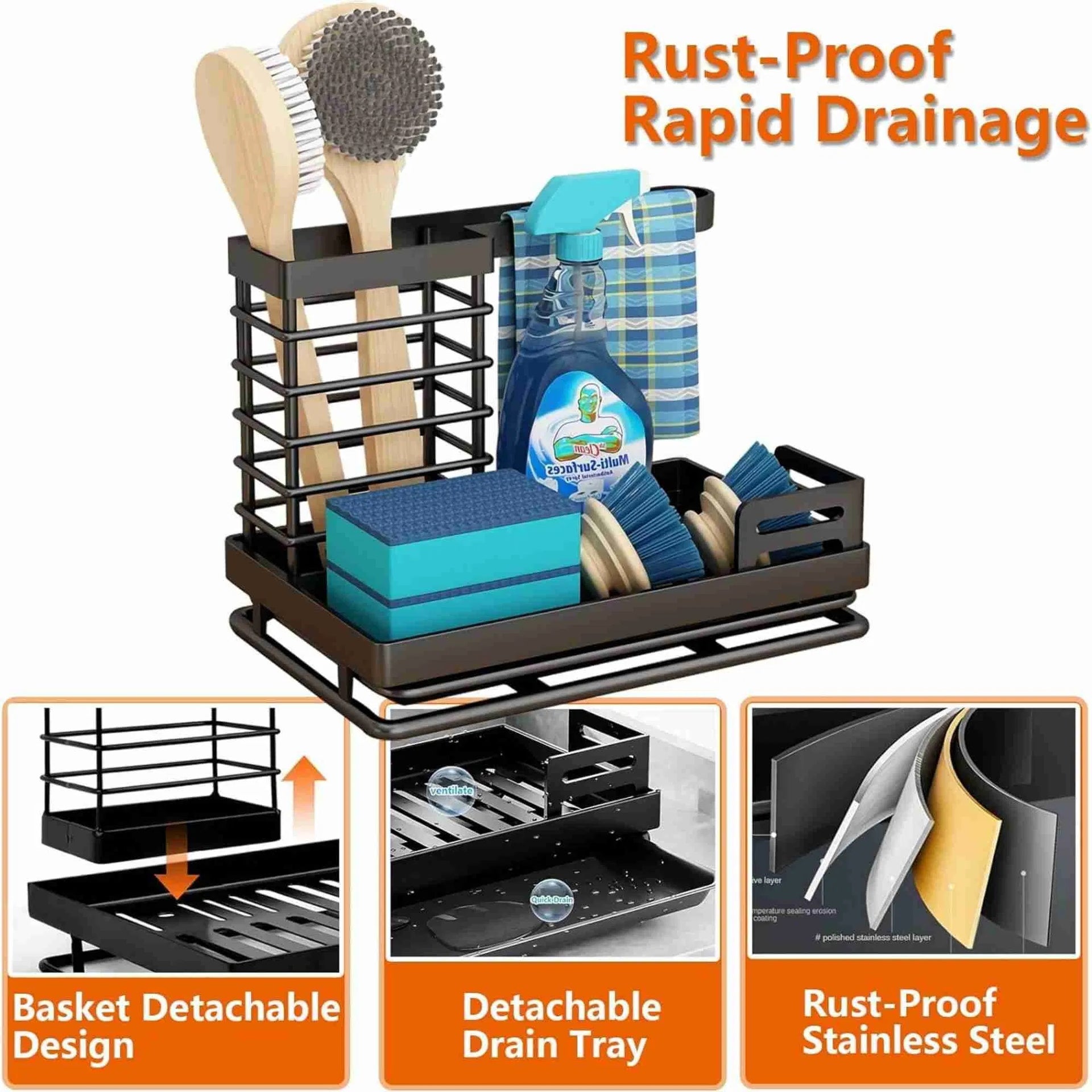 Kitchen Caddy Sink Organiser, Stainless Steel
