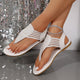 Sequined Flat Elastic Band Flip-toe Sandals