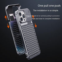 Aluminum Alloy Phone Case For 14 13 Pro Max Plus Hollow Heat Dissipation Anti-fall Full Body Shockproof Phone Cove