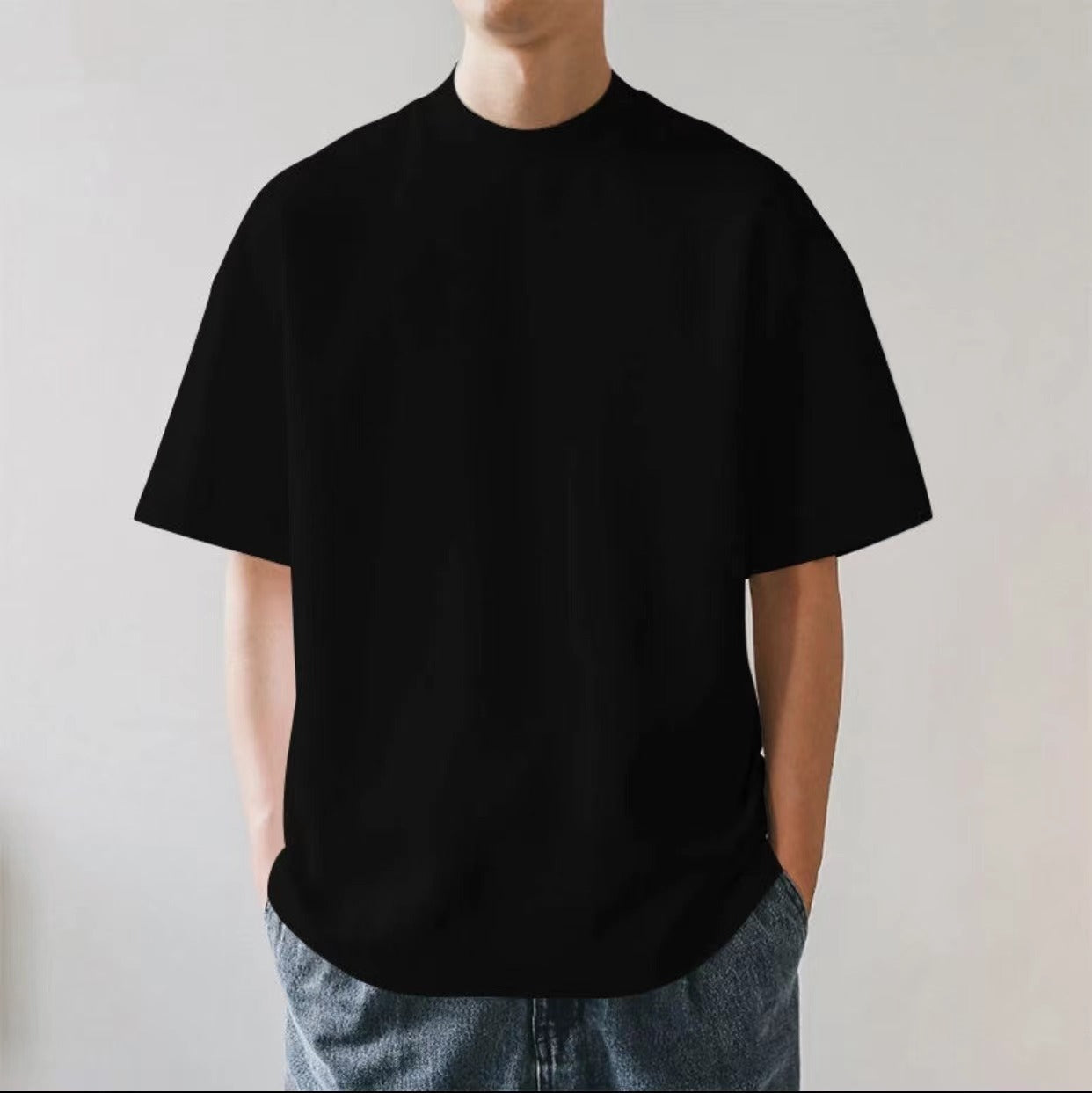 Plus Size Cotton Men's Blank T-Shirt White Oversized