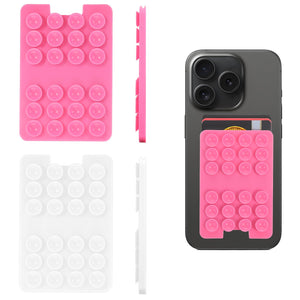 Nogeqi 2 PCS Self Adhesive Suction Cup Phone Grip Multi-purpose Silicone Phone Pocket Suction Phone Case for Back of Phone Case Wallet Strong Hold Suction Cup for Phone Mobile Devices(Pink, White)