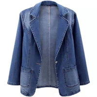 Denim Jacket Women's Slim Fit Suit Collar Outerwear