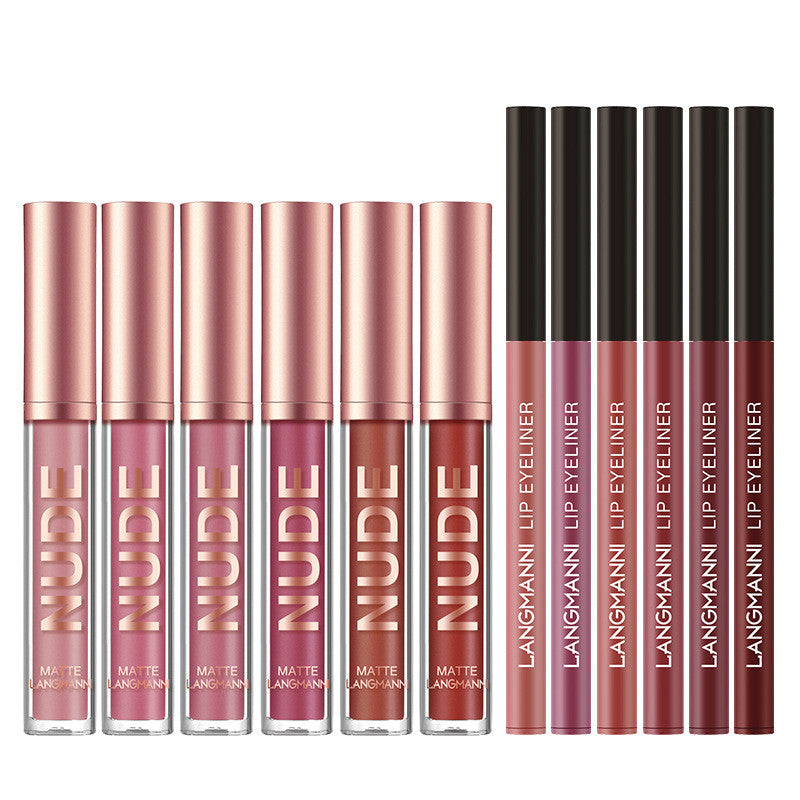 Lip Liner And Lipstick Makeup 12 Pcs Set 6 Matte Lipstick 6 Lip Liner Pen