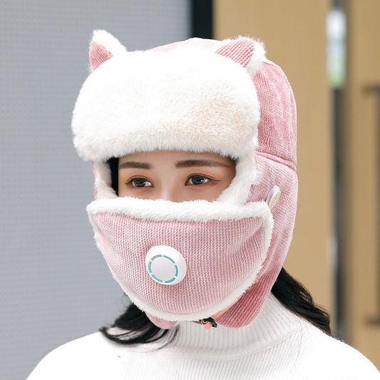 Simple Anti-fog Girl Bomber Hats Caps Wome