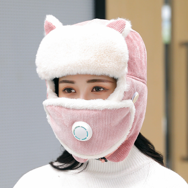 Simple Anti-fog Girl Bomber Hats Caps Wome