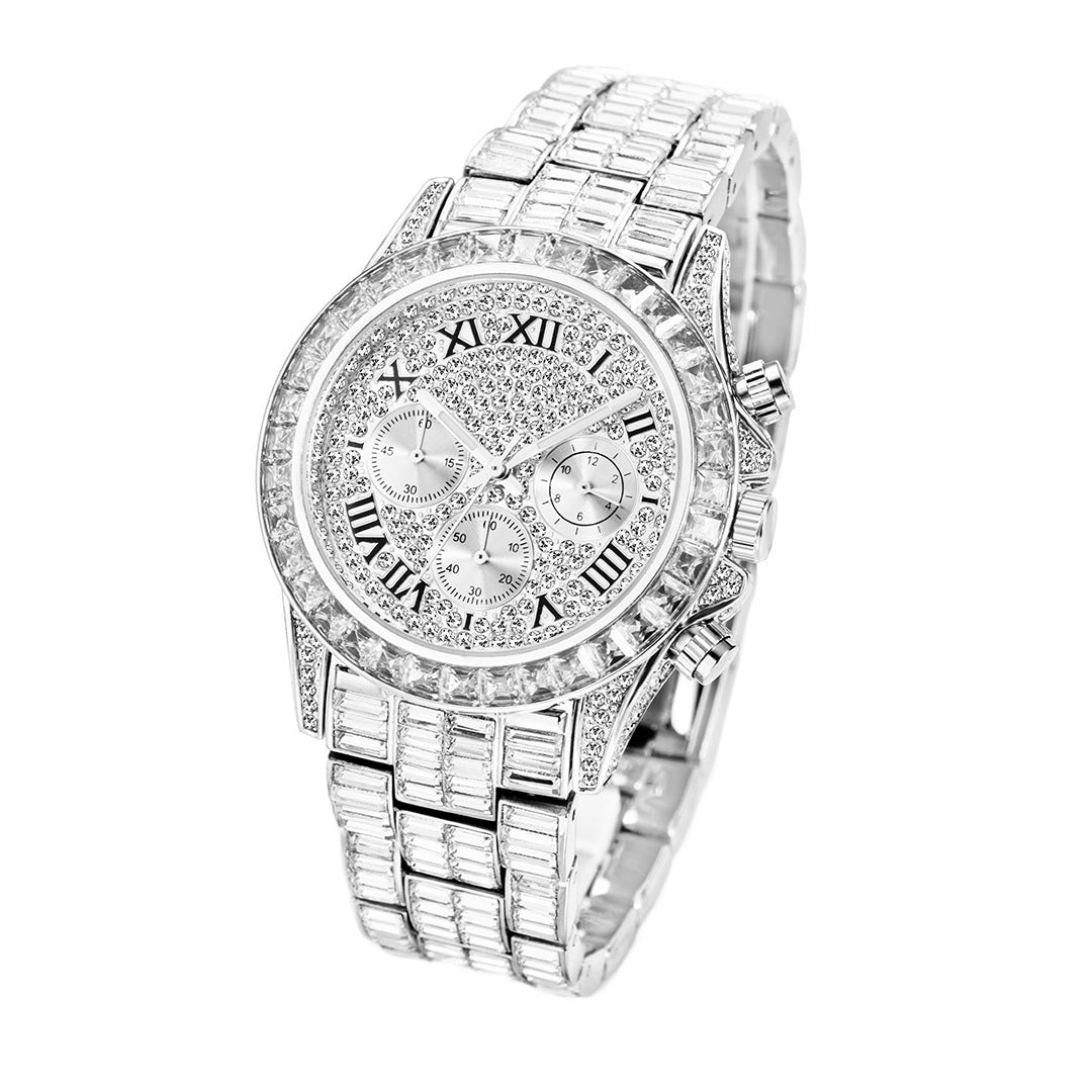 Three Eyes Rainbow Diamond Daikin Watch Full Square Diamond