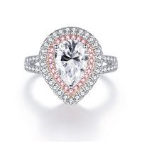 925 Sterling Silver Pink Diamond Egg-shaped Closed Wedding Ring