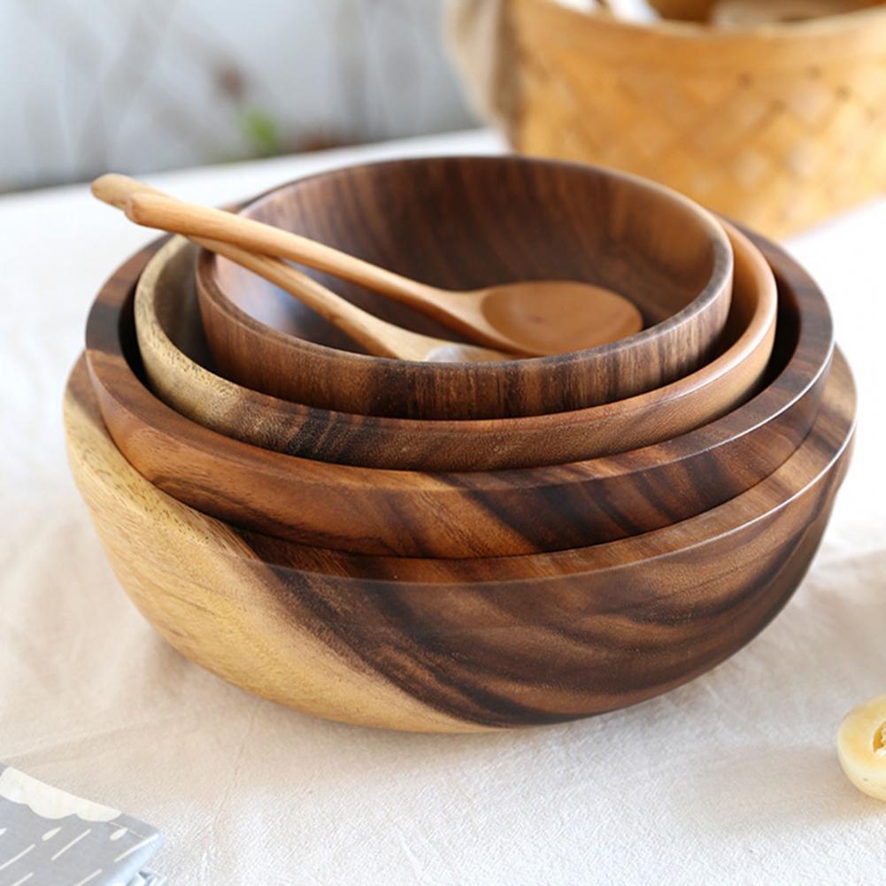 Natural Wooden Bowl Household Fruit Bowl Salad Bowl