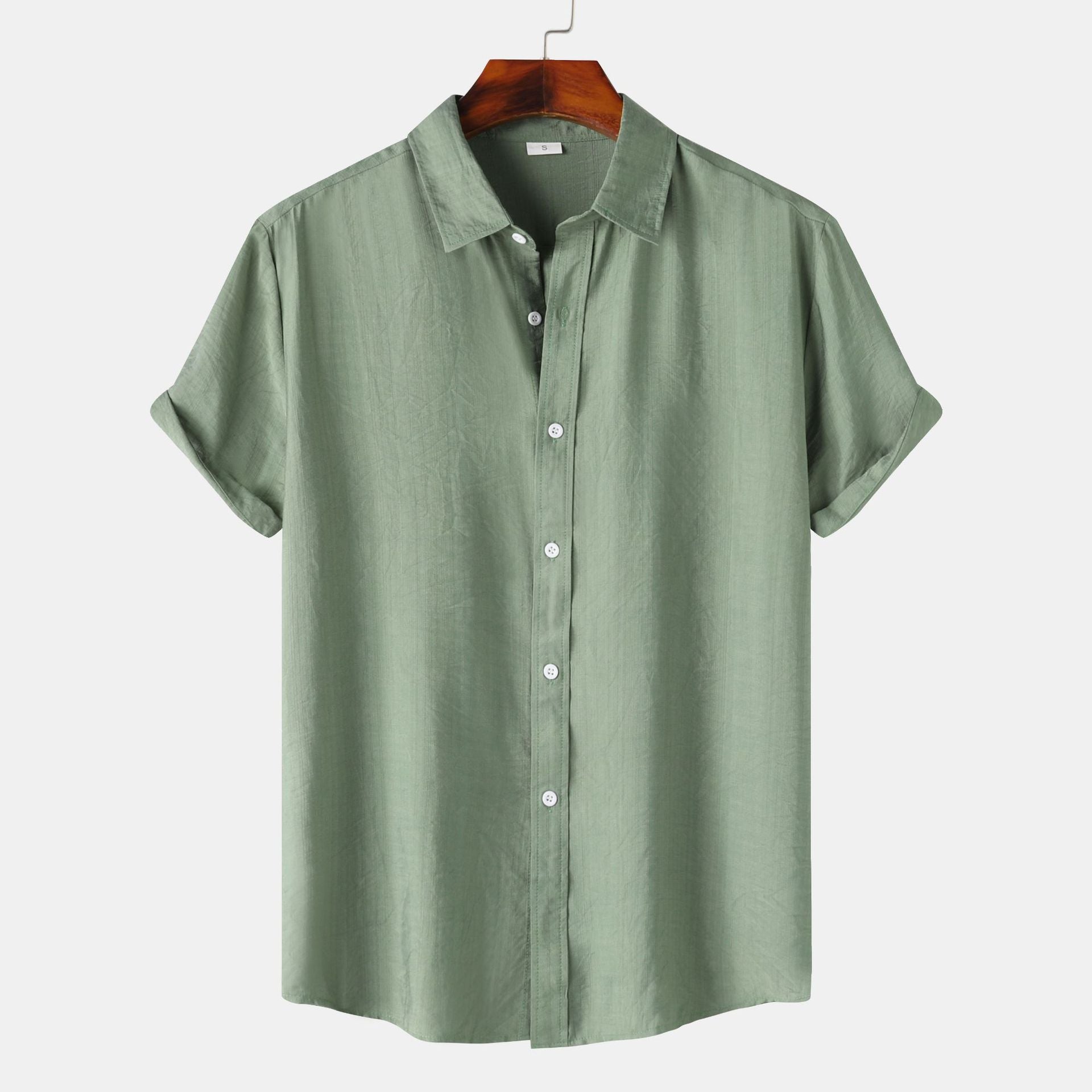 Teenagers Solid Color Short-sleeved Lapel Shirt Top