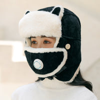 Simple Anti-fog Girl Bomber Hats Caps Wome
