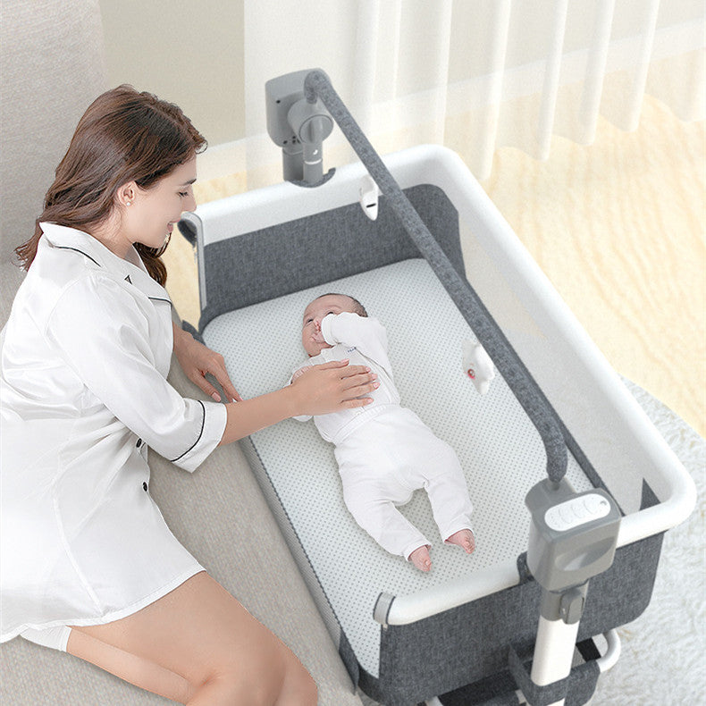Portable Baby Bed Electric Bassinet Splicing Bed Foldable Newborn Baby Bedside Bed Baby Bed AMI Cart
