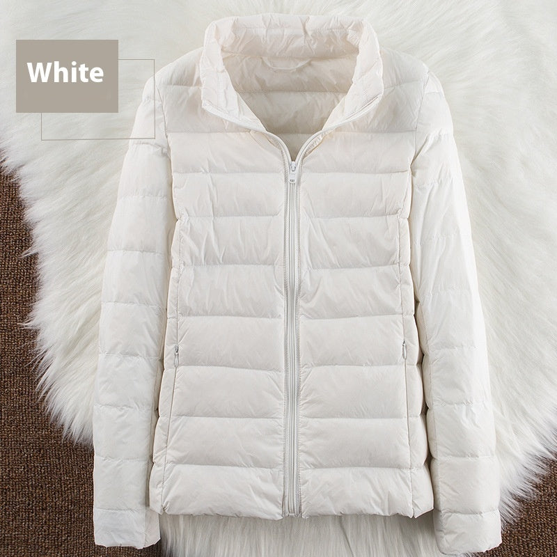 Stand-up Collar Down Short Lightweight And Extra Thick Slim Jacket