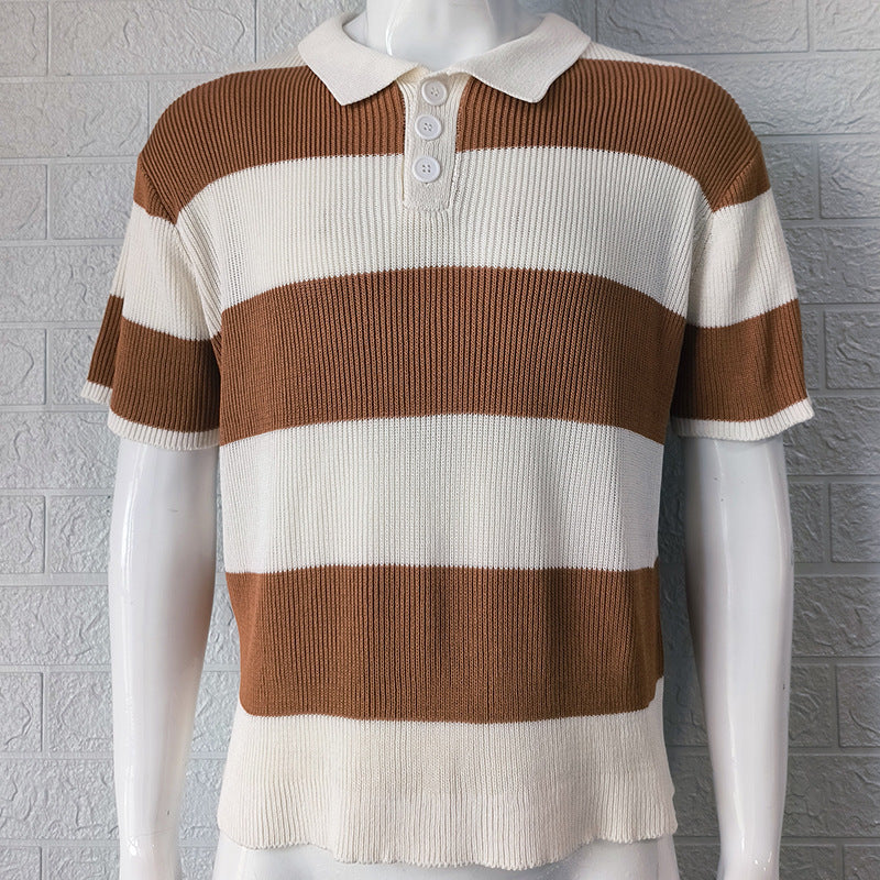 Men's Clothing Summer Fashion Lapel Sweater Short Sleeve