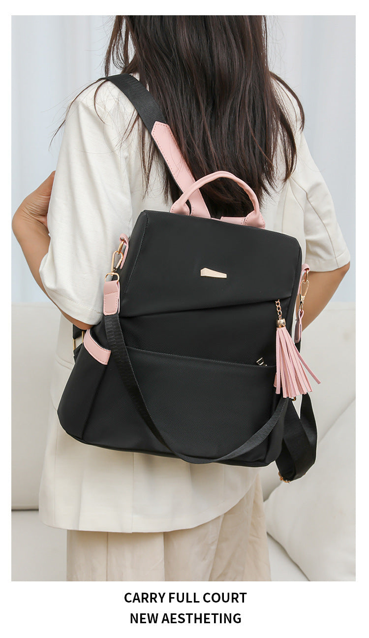 Oxford Cloth Stitching Women'S Backpack Anti-Thef.