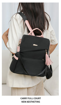 Oxford Cloth Stitching Women'S Backpack Anti-Thef.