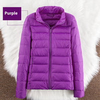 Stand-up Collar Down Short Lightweight And Extra Thick Slim Jacket