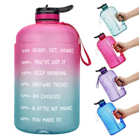 QuiFit Gallon Water Bottle with Straw Clear Plastic Drinking Bottles