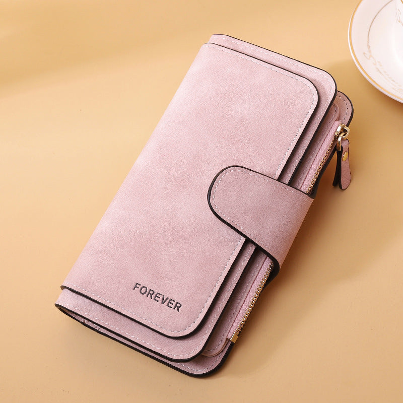New Buckle Women's Long Wallet Three Fold Fashion Women