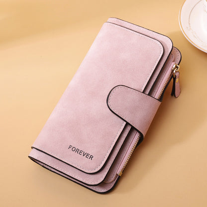 New Buckle Women's Long Wallet Three Fold Fashion Women