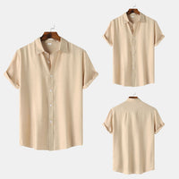 Teenagers Solid Color Short-sleeved Lapel Shirt Top