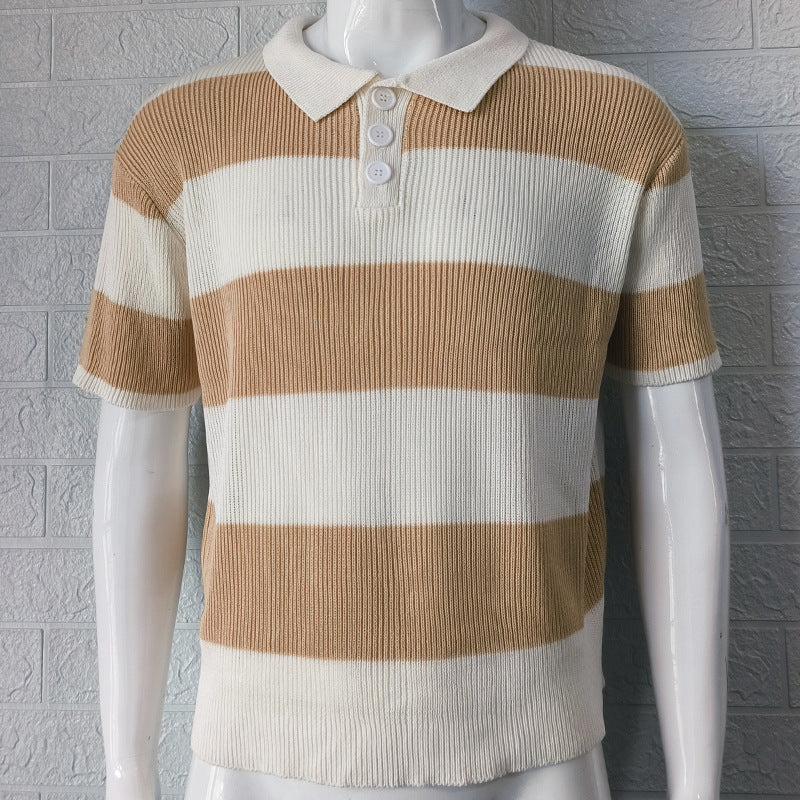 Men's Clothing Summer Fashion Lapel Sweater Short Sleeve