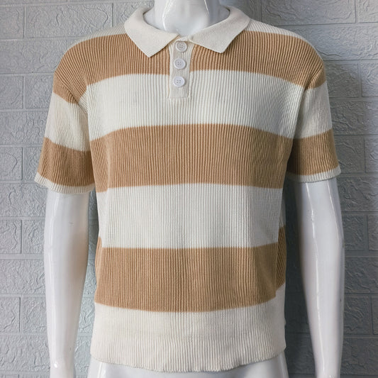 Men's Clothing Summer Fashion Lapel Sweater Short Sleeve