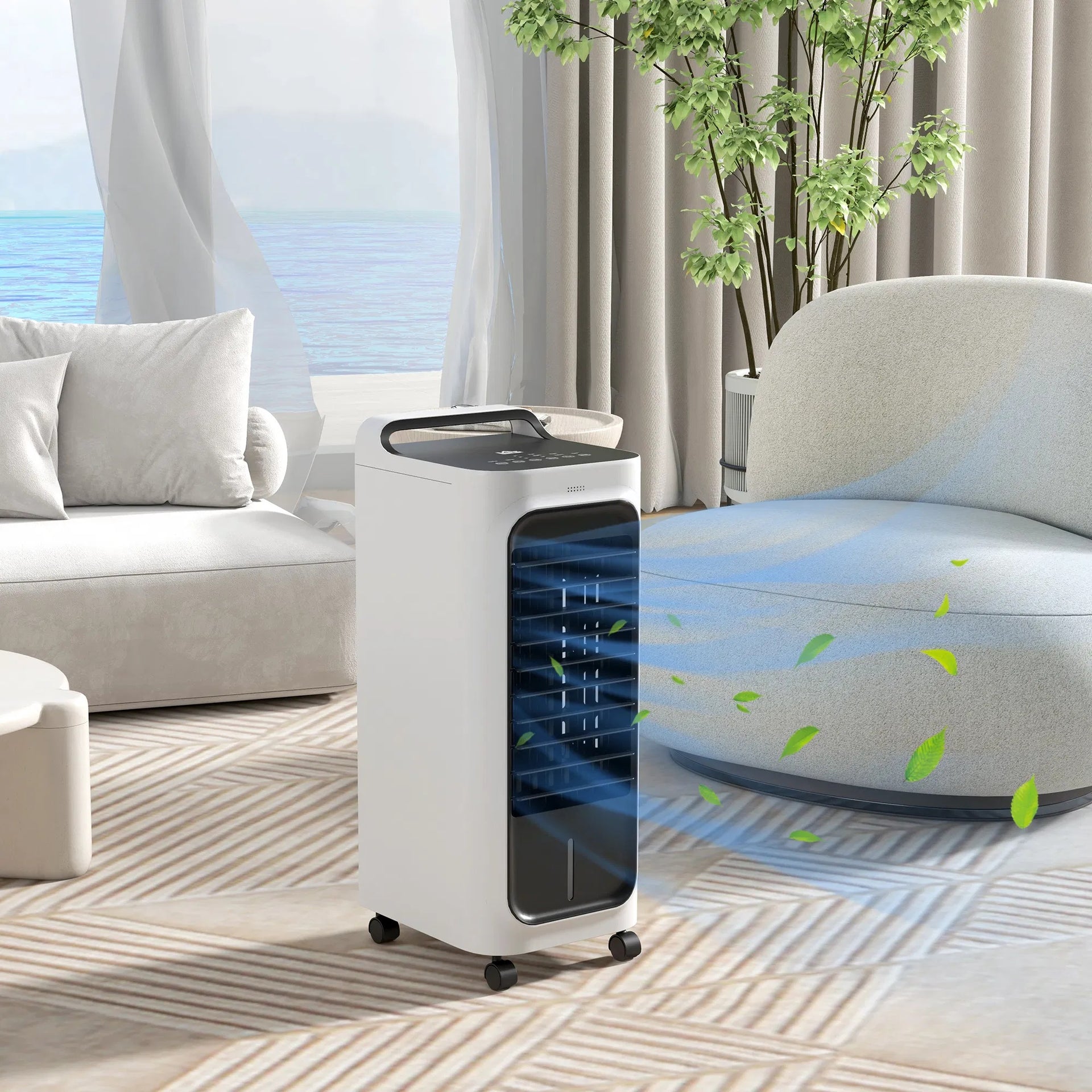 HOMCOM Evaporative Air Cooler With Ice Packs, 3-In-1 Ice Cooling Fan