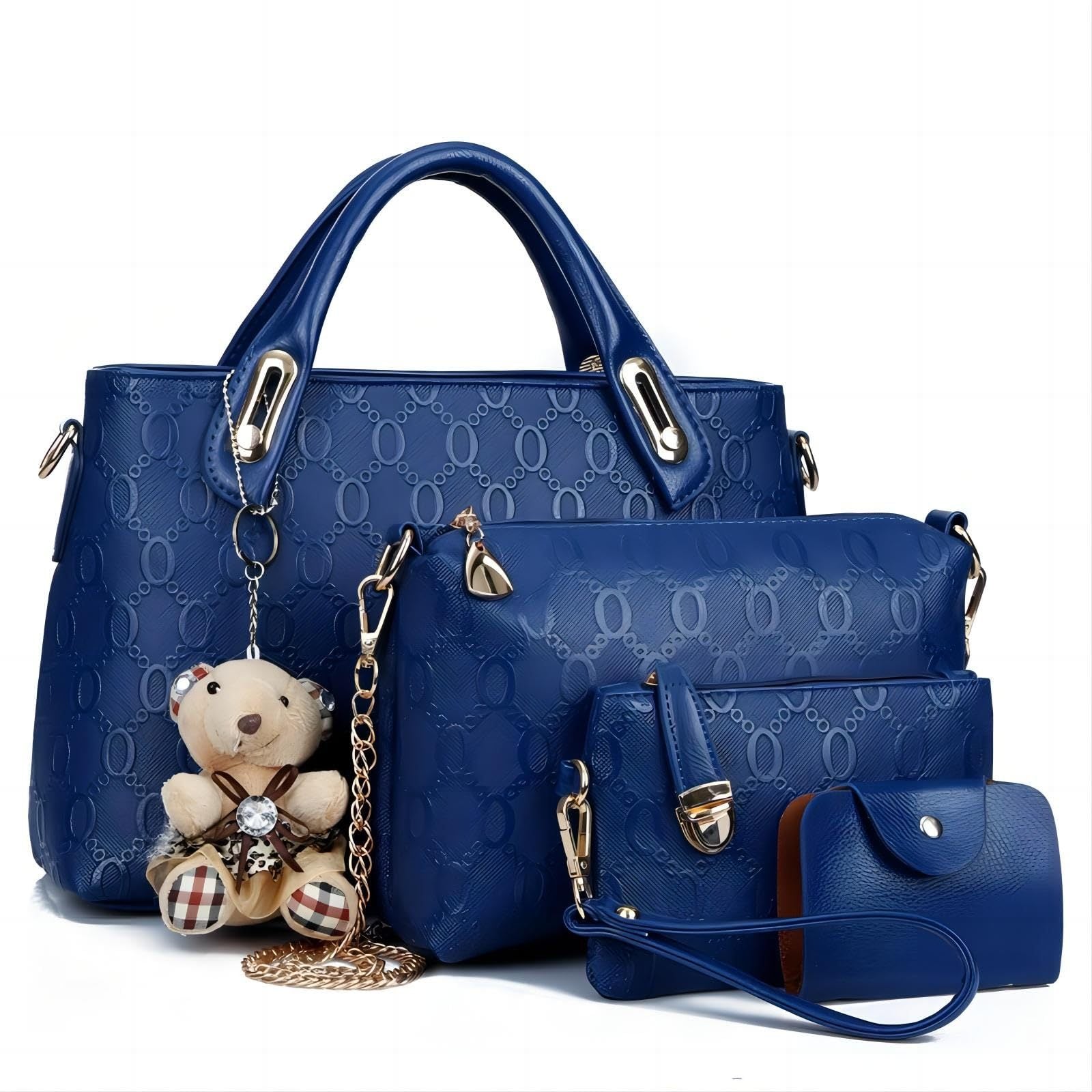 Women 4Pcs Top Handle Satchel Hobo PU Leather Handbag