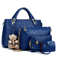 Women 4Pcs Top Handle Satchel Hobo PU Leather Handbag