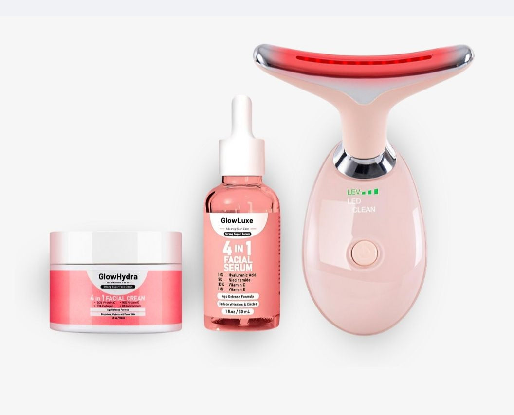 Neck Face Beauty Device Colorful LED Photon Therapy Skin Tighten Reduce Double Chin Anti Wrinkle Remove Lifting Massager