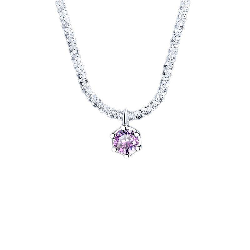 S925 Sterling Silver Colorful Moissanite Sparkling Necklace For Women