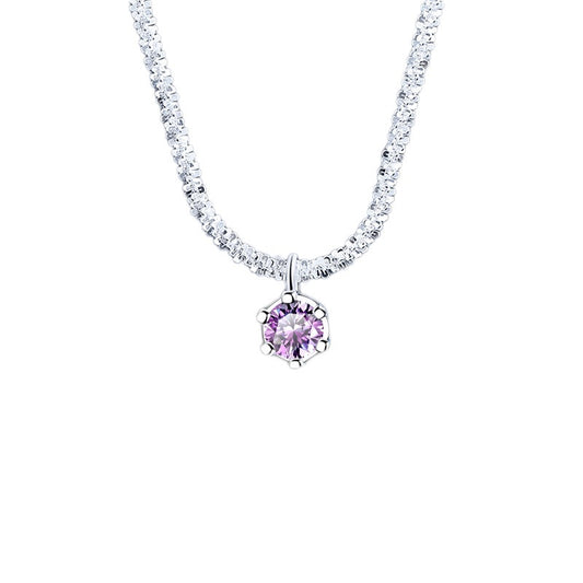 S925 Sterling Silver Colorful Moissanite Sparkling Necklace For Women