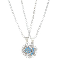 2pcs Necklace Sun And Moon Magnetic Pendant Clavicle Chain Necklace