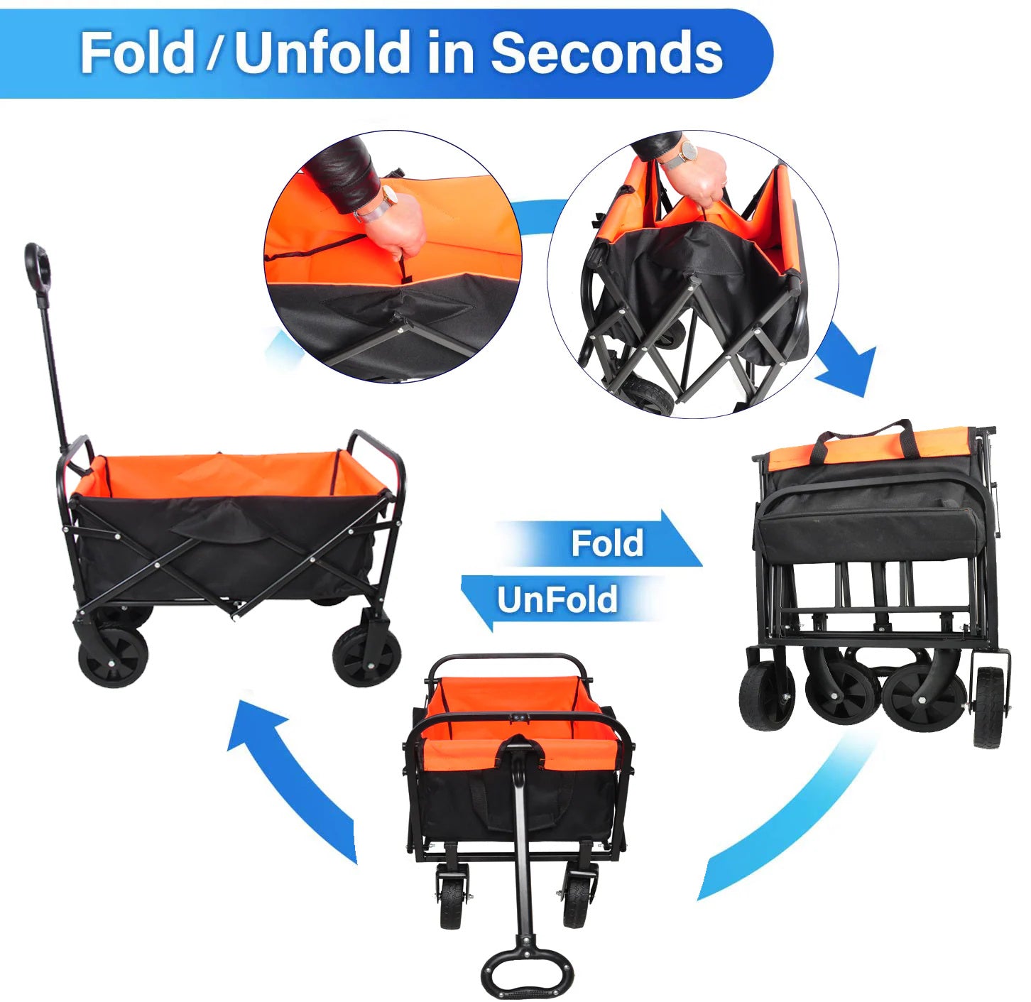 Folding Wagon Garden Cart Shopping Wagon Tools Cart