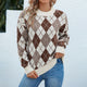 Women  Loose Diamond Casual Sweater offers a relaxed fit