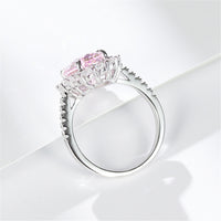 925 Sterling Silver Pink Diamond Egg-shaped Closed Wedding Ring