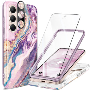 GVIEWIN Magnetic for Samsung Galaxy S25 Plus Case [Compatible with MagSafe] [AI-Tested Dropproof] Marble with Camera Lens+Screen Protector Shockproof Phone Cover for S25+ Plus