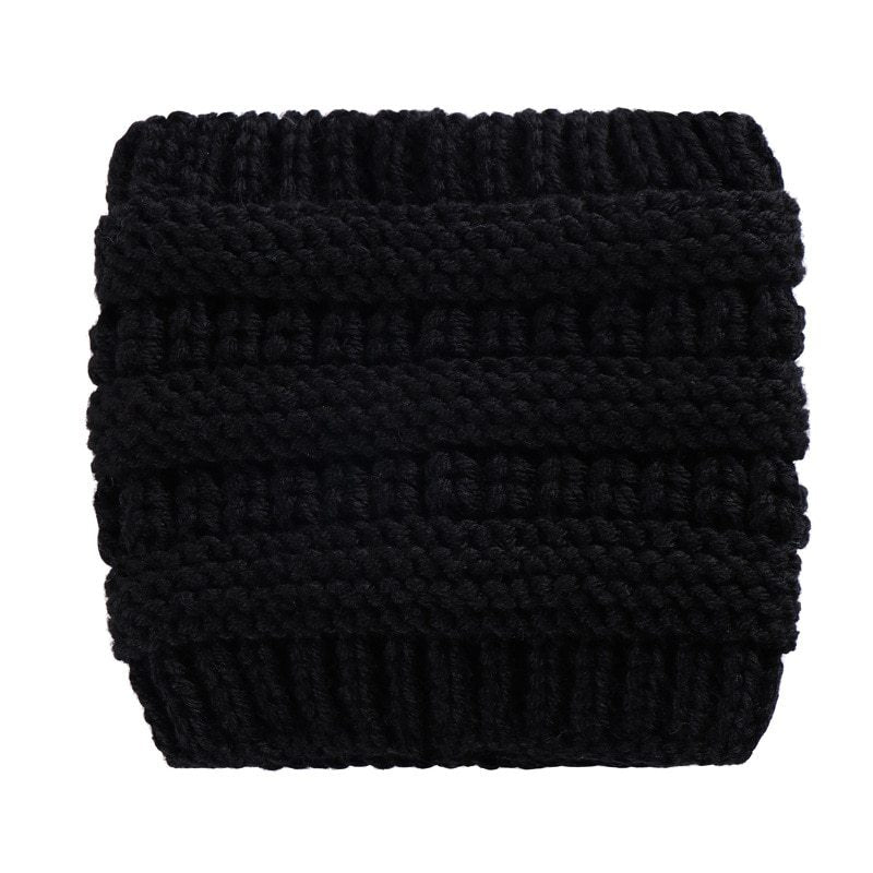 Women Head Wrap Ponytail Beanies Hat Winter Warm Ear Warmer