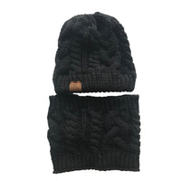 Autumn Winter Women's Hat Caps Knitted Warm ring Scarf