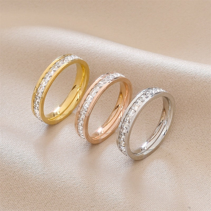 itanium Steel Couple Single And Double Row Diamond Ring